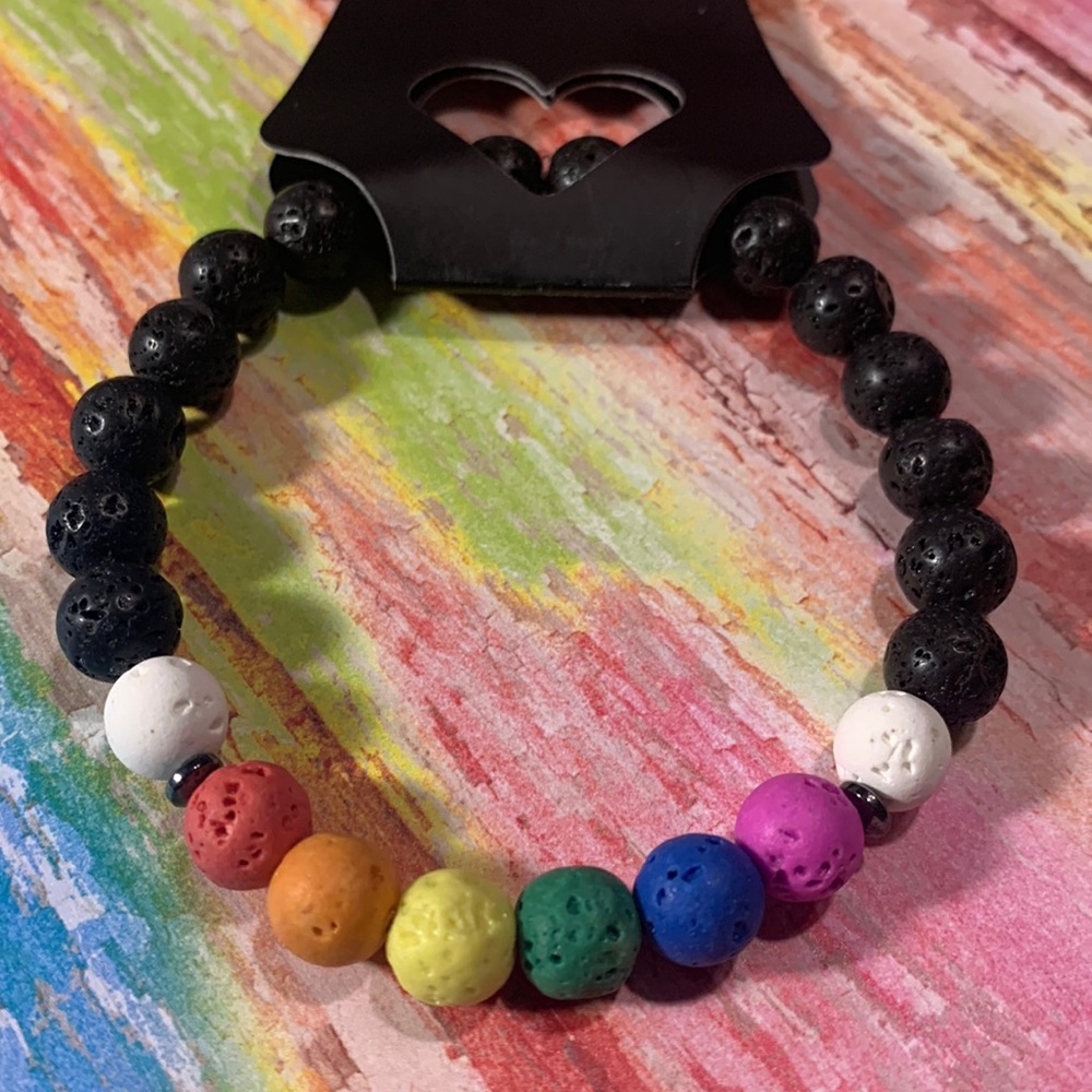 Lava stone Rainbow stretch Bracelet